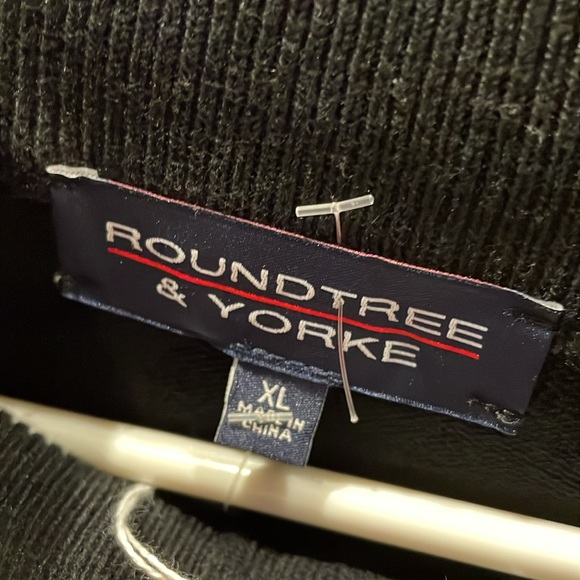 Mens XL Black Roundtree & Yorke 3/4 Zip Sweater - Picture 2 of 5